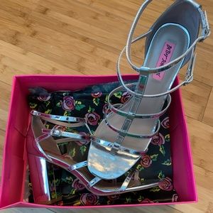 Betsey Johnson Silver Mirrored Elle Sandal